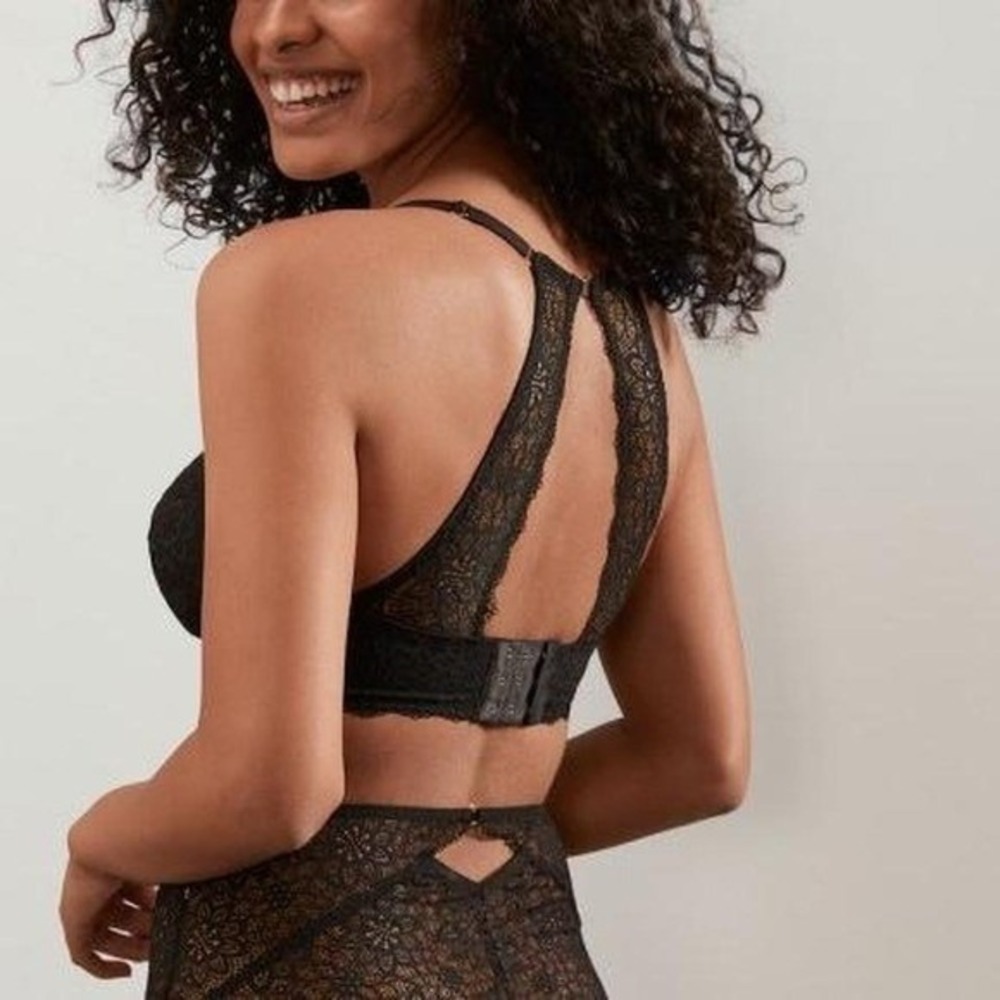 Bravissimo‎ Black Lace Jenna Bra Women's Size 40K Plus Size Sexy Underwire